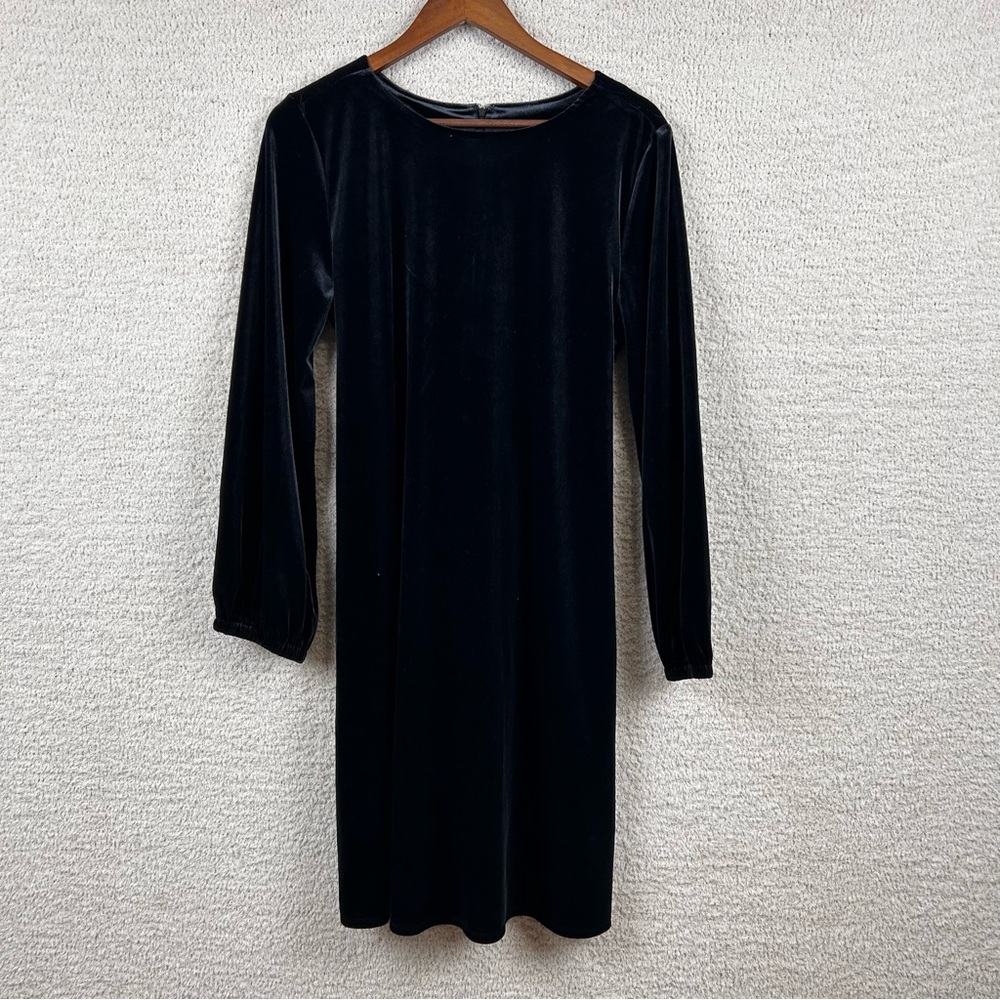 Adyson Parker Dress Womens Large Black Velvet Lined Holiday Tie Back Midi Shift